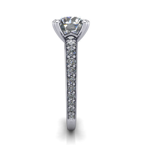 Sydney Round Shape Classic Engagement Ring in 18K White Gold
