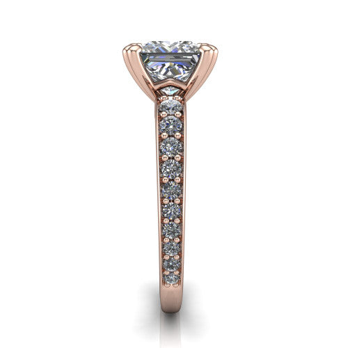 Sydney Princess Shape Classic Engagement Ring in 14K Rose Gold