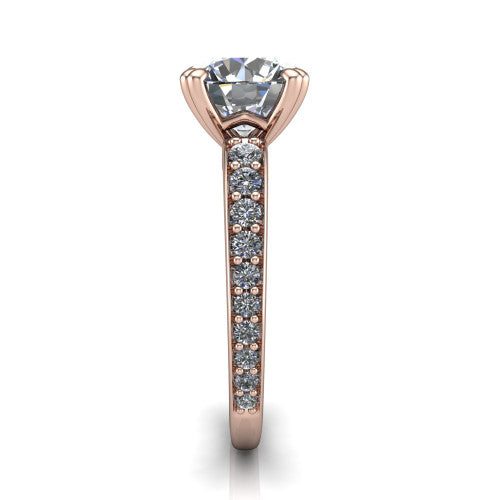 Sydney Round Shape Classic Engagement Ring in 18K Rose Gold