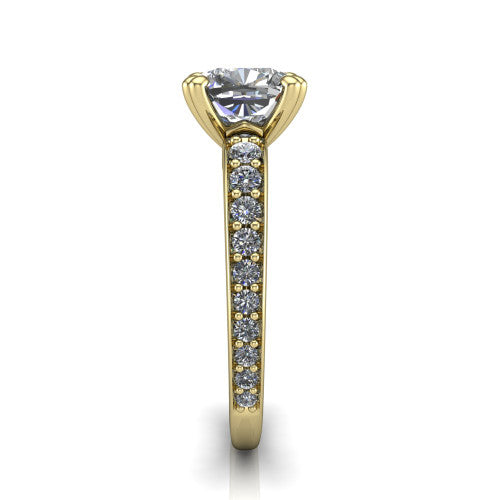 Sydney Cushion Shape Classic Engagement Ring in 14K Yellow Gold