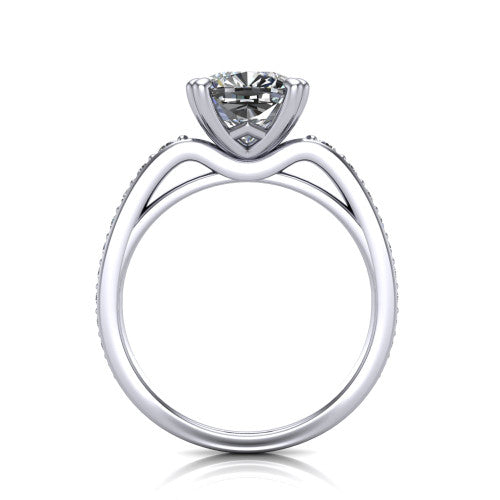 Sydney Cushion Shape Classic Engagement Ring in 14K White Gold