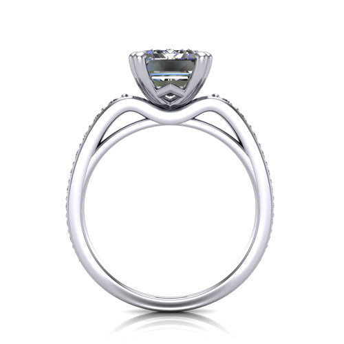 Sydney Emerald Shape Classic Engagement Ring in 18K White Gold