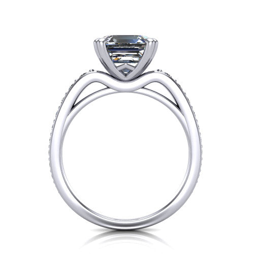 Sydney Square Emerald Shape Classic Engagement Ring in 14K White Gold