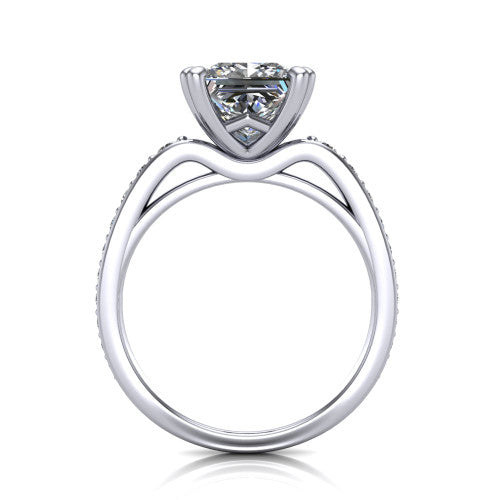 Sydney Princess Shape Classic Engagement Ring in 18K White Gold