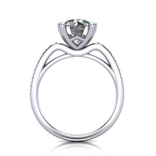 Sydney Round Shape Classic Engagement Ring in 18K White Gold