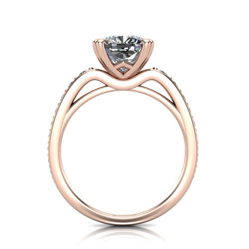 Sydney Cushion Shape Classic Engagement Ring in 14K Rose Gold