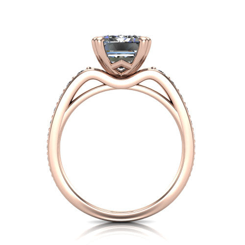 Sydney Emerald Shape Classic Engagement Ring in 14K Rose Gold