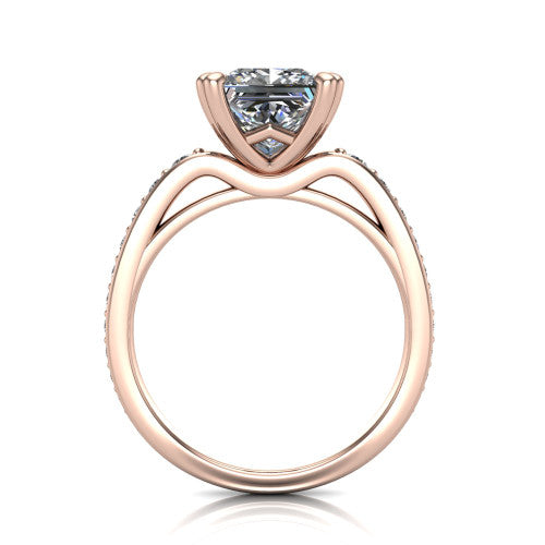 Sydney Princess Shape Classic Engagement Ring in 14K Rose Gold