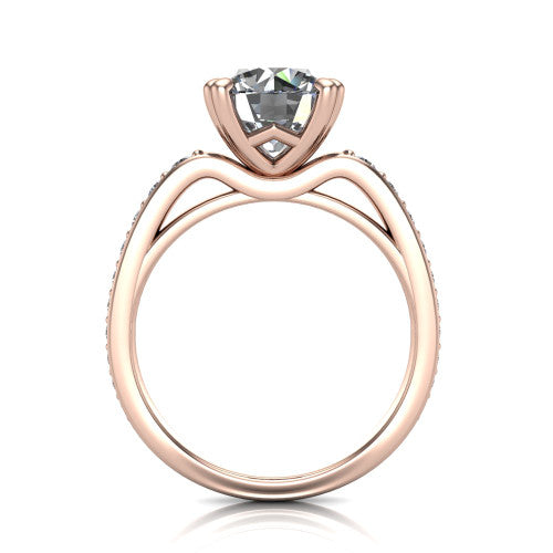 Sydney Round Shape Classic Engagement Ring in 18K Rose Gold