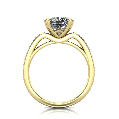 Sydney Cushion Shape Classic Engagement Ring in 14K Yellow Gold