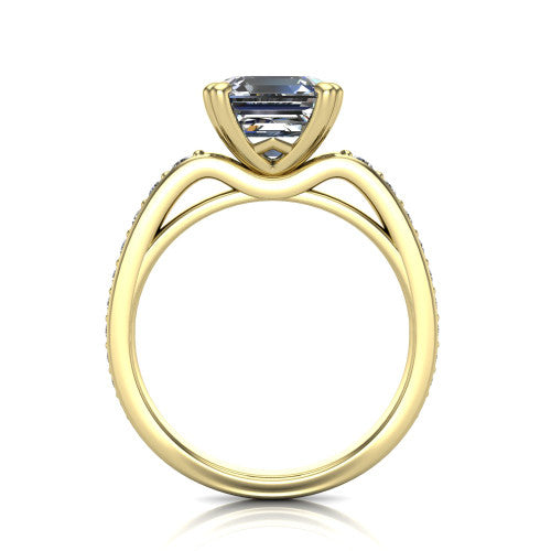 Sydney Square Emerald Shape Classic Engagement Ring in 18K Yellow Gold