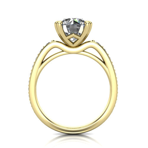 Sydney Round Shape Classic Engagement Ring in 14K Yellow Gold