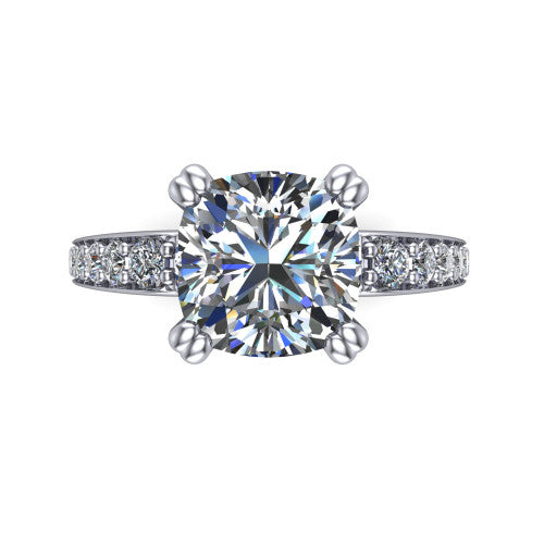 Sydney Cushion Shape Classic Engagement Ring in Platinum