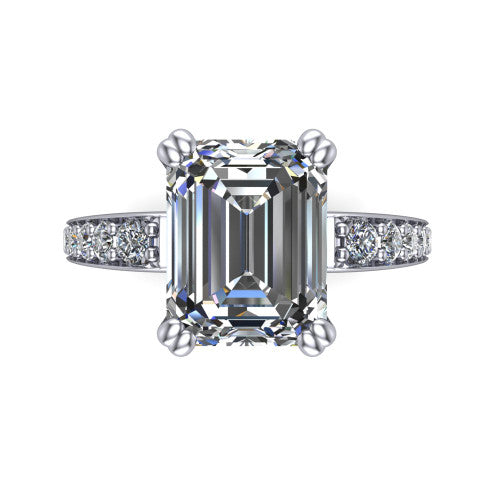 Sydney Emerald Shape Classic Engagement Ring in Platinum