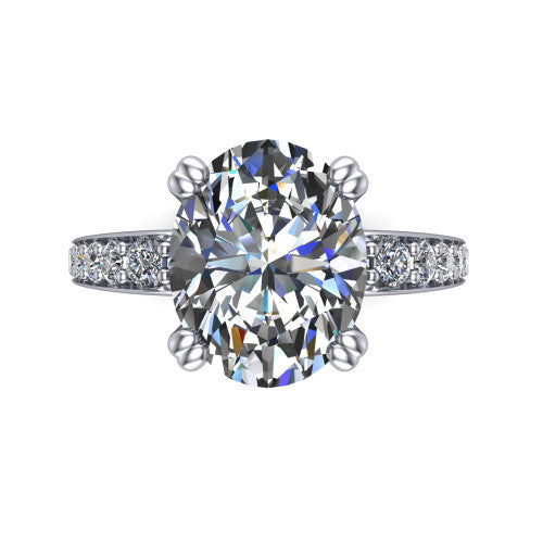 Sydney Oval Shape Classic Engagement Ring in 14K White Gold