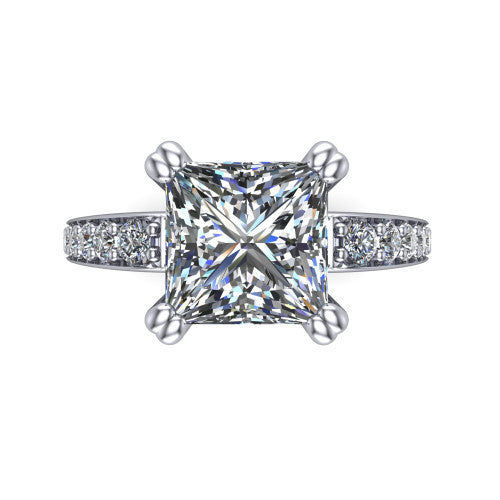 Sydney Princess Shape Classic Engagement Ring in Platinum
