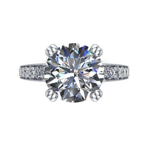 Sydney Round Shape Classic Engagement Ring in 18K White Gold