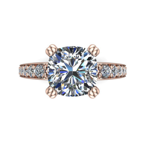 Sydney Cushion Shape Classic Engagement Ring in 18K Rose Gold