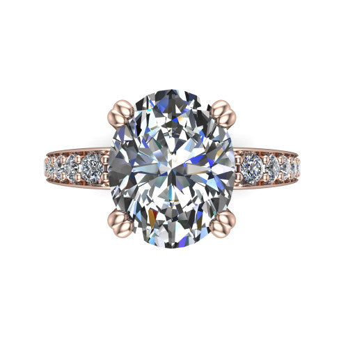Sydney Oval Shape Classic Engagement Ring in 18K Rose Gold