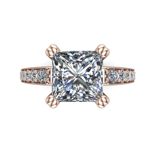 Sydney Princess Shape Classic Engagement Ring in 14K Rose Gold