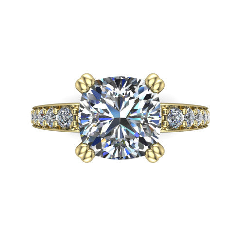 Sydney Cushion Shape Classic Engagement Ring in 18K Yellow Gold