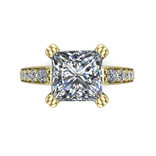 Sydney Princess Shape Classic Engagement Ring in 14K Yellow Gold