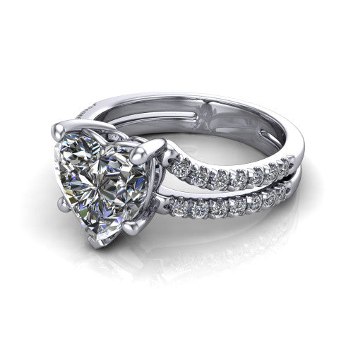 Alexandra Heart Shape Classic Engagement Ring in 18K White Gold