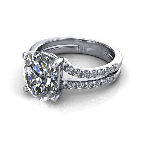 Alexandra Oval Shape Classic Engagement Ring in 18K White Gold
