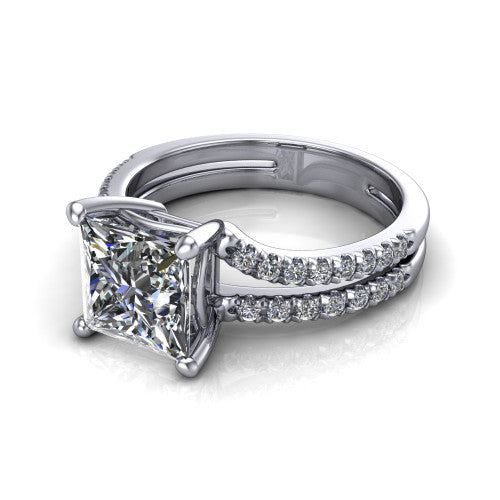 Alexandra Princess Shape Classic Engagement Ring in Platinum
