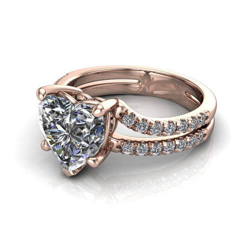 Alexandra Heart Shape Classic Engagement Ring in 14K Rose Gold