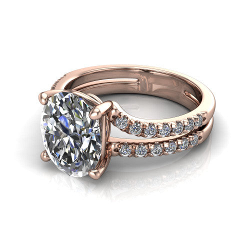 Alexandra Oval Shape Classic Engagement Ring in 18K Rose Gold