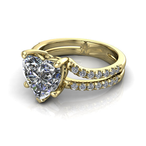 Alexandra Heart Shape Classic Engagement Ring in 18K Yellow Gold