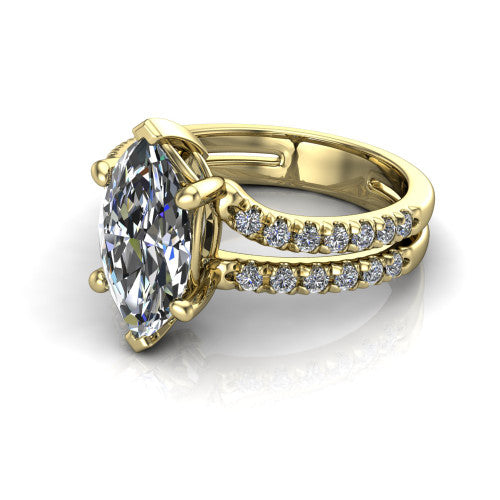 Alexandra Marquise Shape Classic Engagement Ring in 14K Yellow Gold