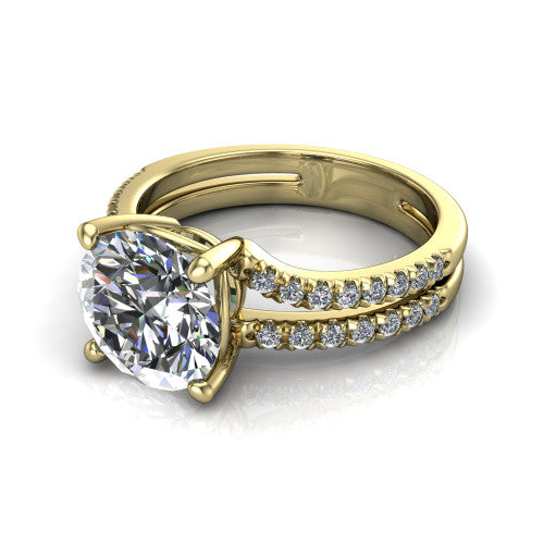 Alexandra Round Shape Classic Engagement Ring in 14K Yellow Gold