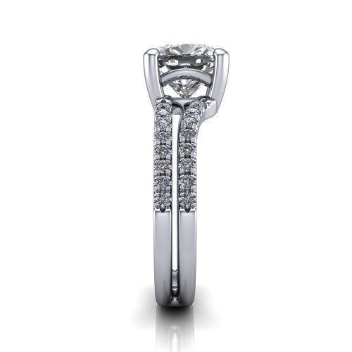Alexandra Cushion Shape Classic Engagement Ring in 14K White Gold