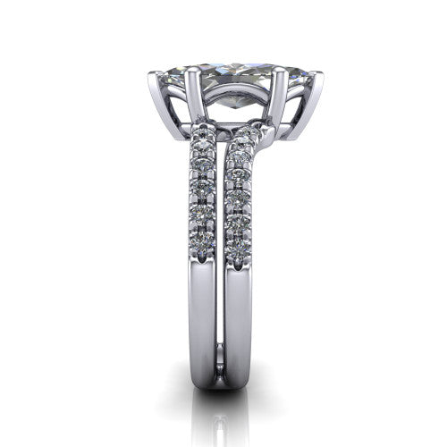 Alexandra Marquise Shape Classic Engagement Ring in 14K White Gold