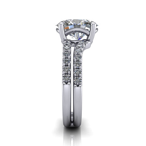 Alexandra Oval Shape Classic Engagement Ring in 18K White Gold