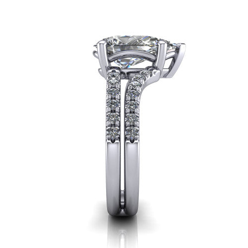 Alexandra Pear Shape Classic Engagement Ring in 14K White Gold