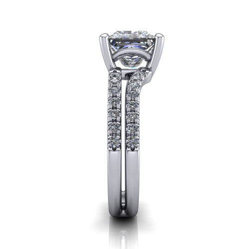 Alexandra Princess Shape Classic Engagement Ring in 14K White Gold