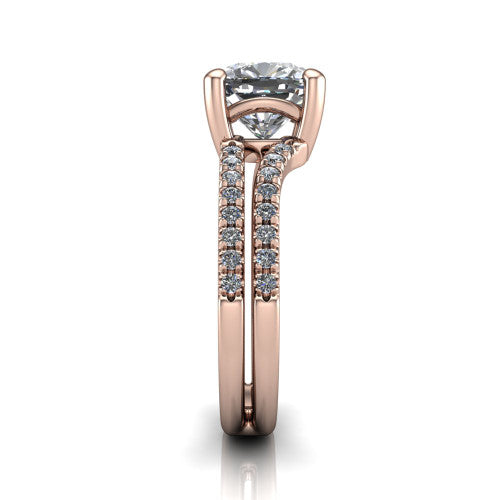Alexandra Cushion Shape Classic Engagement Ring in 18K Rose Gold