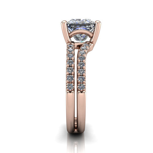 Alexandra Princess Shape Classic Engagement Ring in 18K Rose Gold