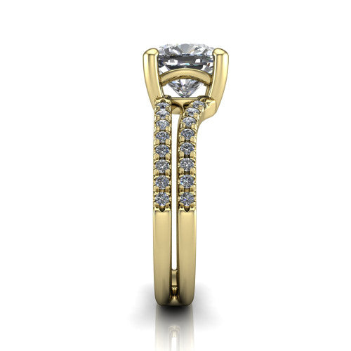 Alexandra Cushion Shape Classic Engagement Ring in 14K Yellow Gold