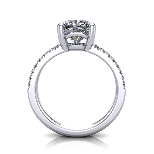 Alexandra Cushion Shape Classic Engagement Ring in 14K White Gold