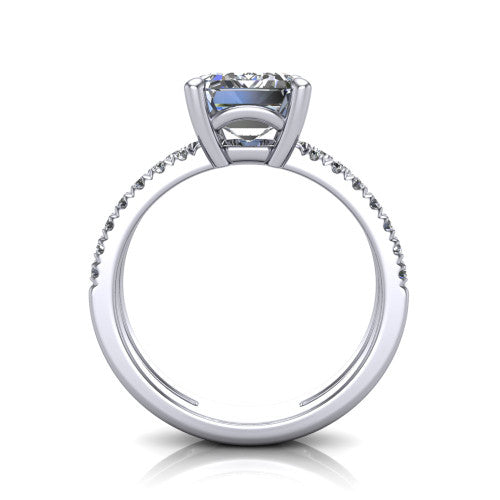 Alexandra Emerald Shape Classic Engagement Ring in 14K White Gold
