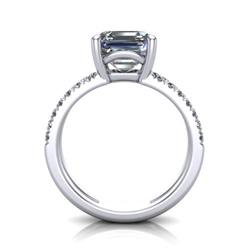 Alexandra Square Emerald Shape Classic Engagement Ring in 14K White Gold