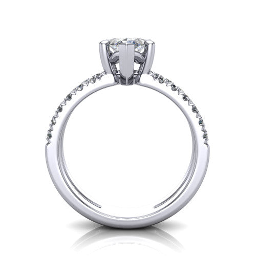 Alexandra Marquise Shape Classic Engagement Ring in 14K White Gold