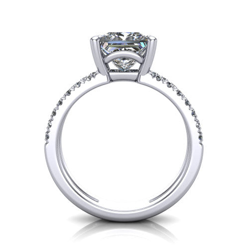 Alexandra Princess Shape Classic Engagement Ring in 14K White Gold