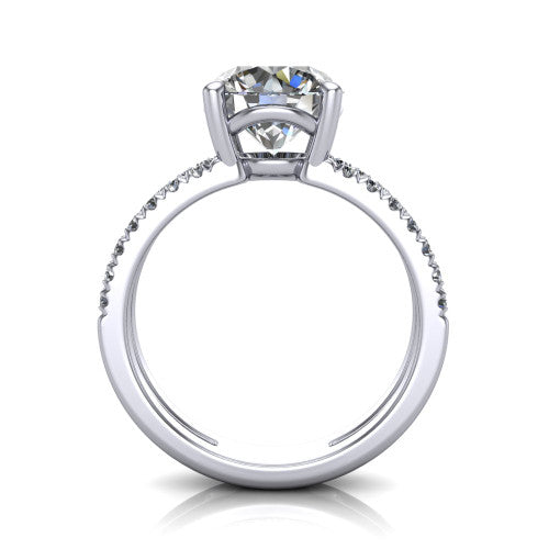 Alexandra Round Shape Classic Engagement Ring in 14K White Gold