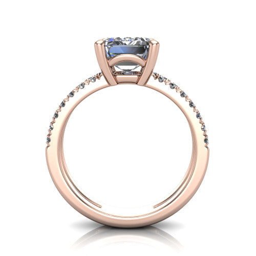 Alexandra Emerald Shape Classic Engagement Ring in 14K Rose Gold