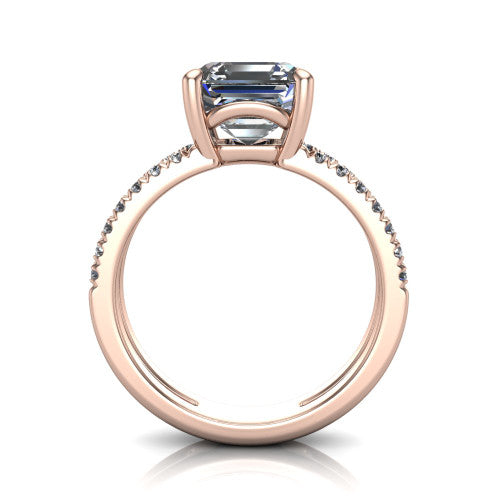 Alexandra Square Emerald Shape Classic Engagement Ring in 14K Rose Gold